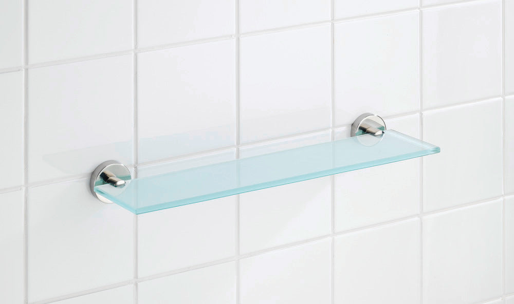 Glasshylle Bosio veggmontert rustfritt stål blank montert