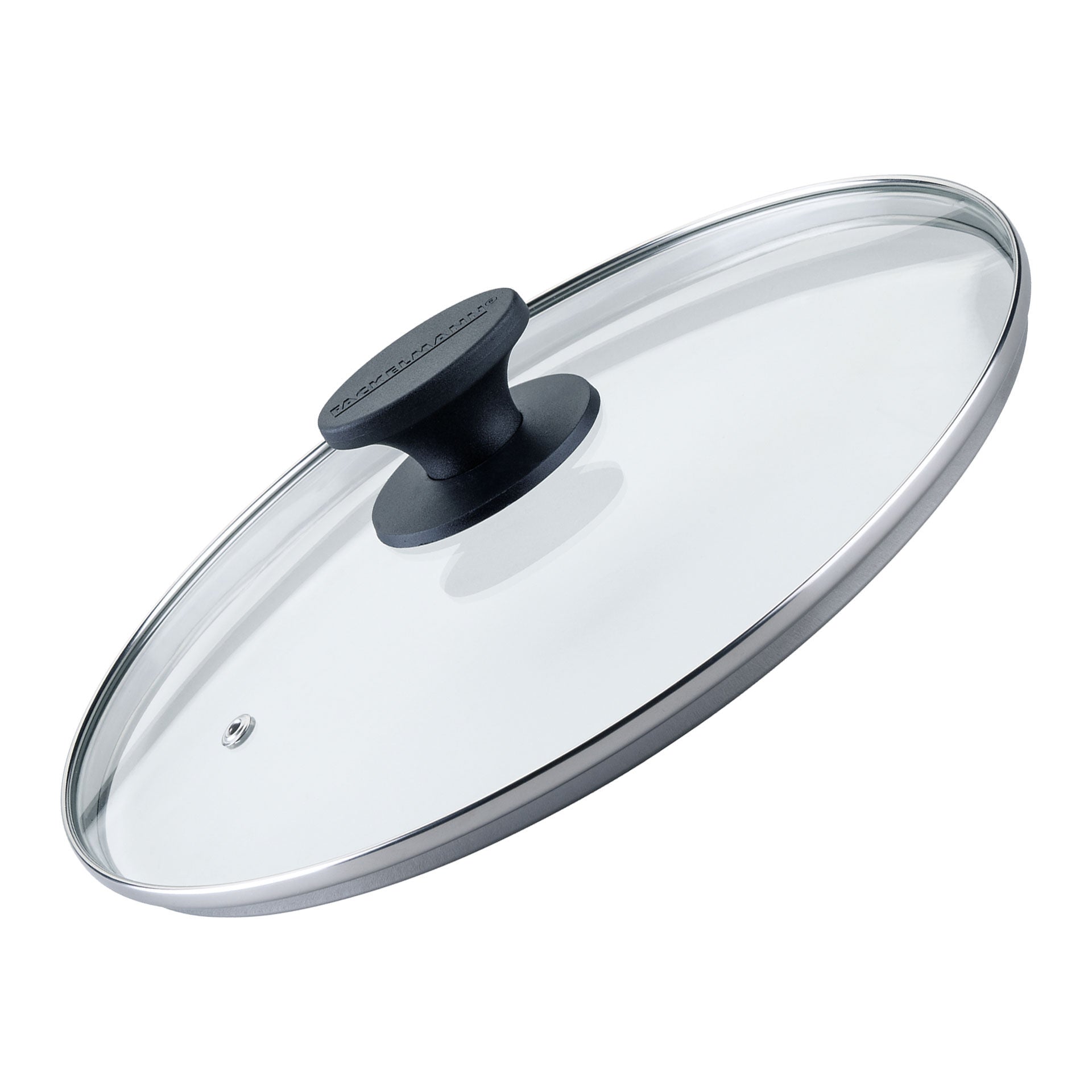 Glasslokk Ø28 cm med dampventil til gryter og panner forfra