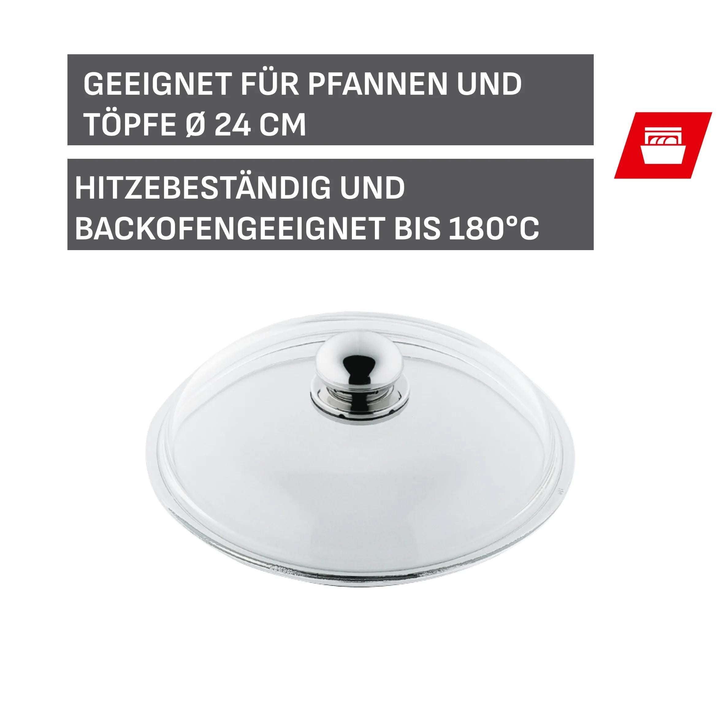 Glasslokk med håndtak i rustfritt stål 24 cm - Silit nærbilde glass