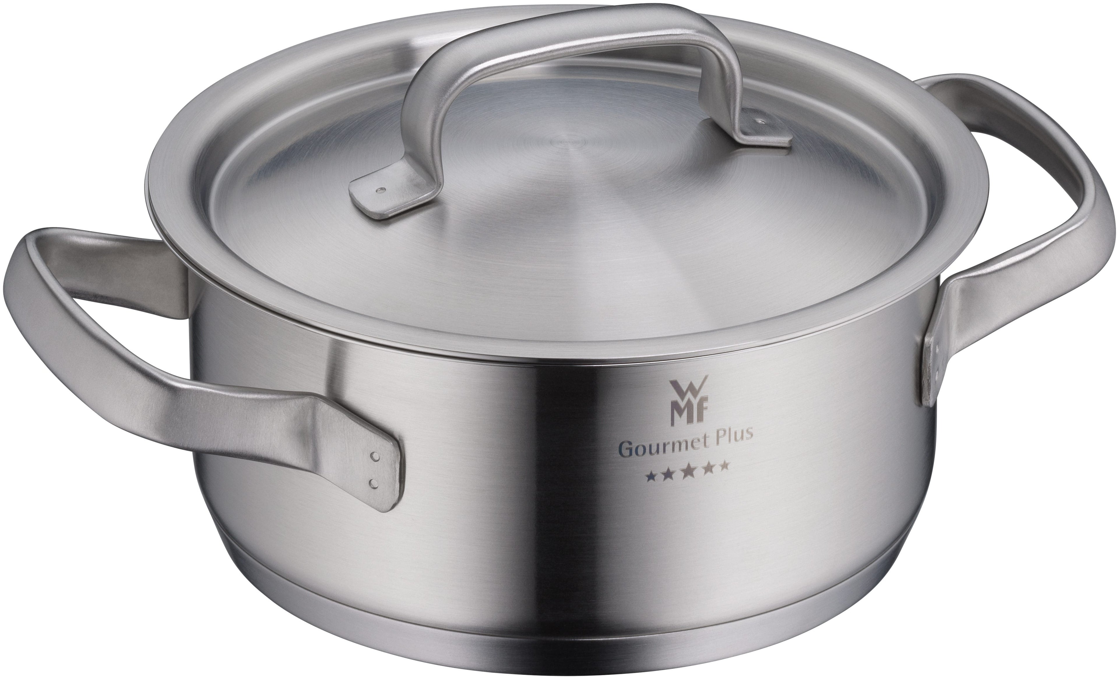 Gourmet Plus gryte med lokk 16 cm rustfritt stål fra forfra