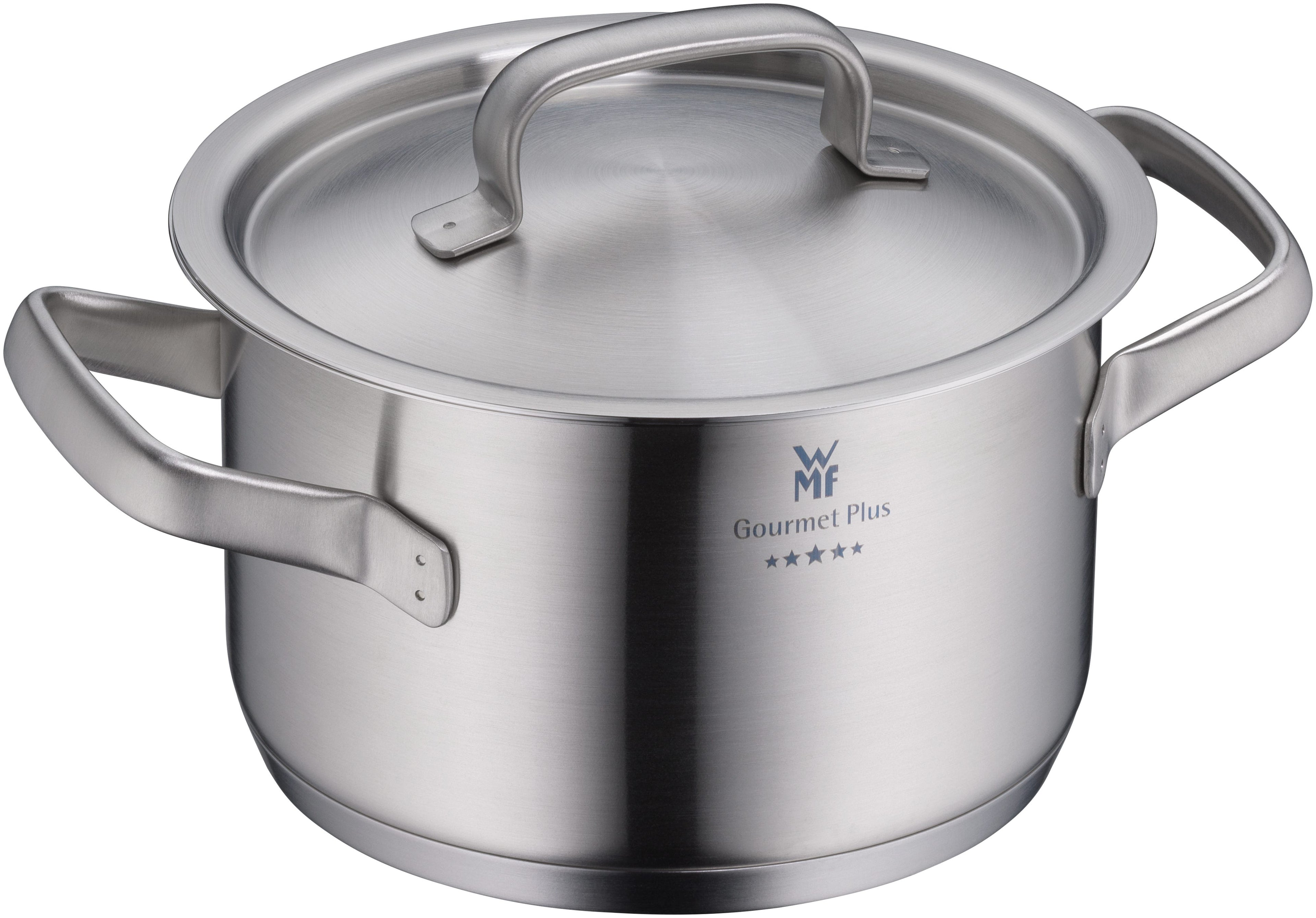Gourmet Plus kjele 16 cm med lokk rustfritt stål forfra