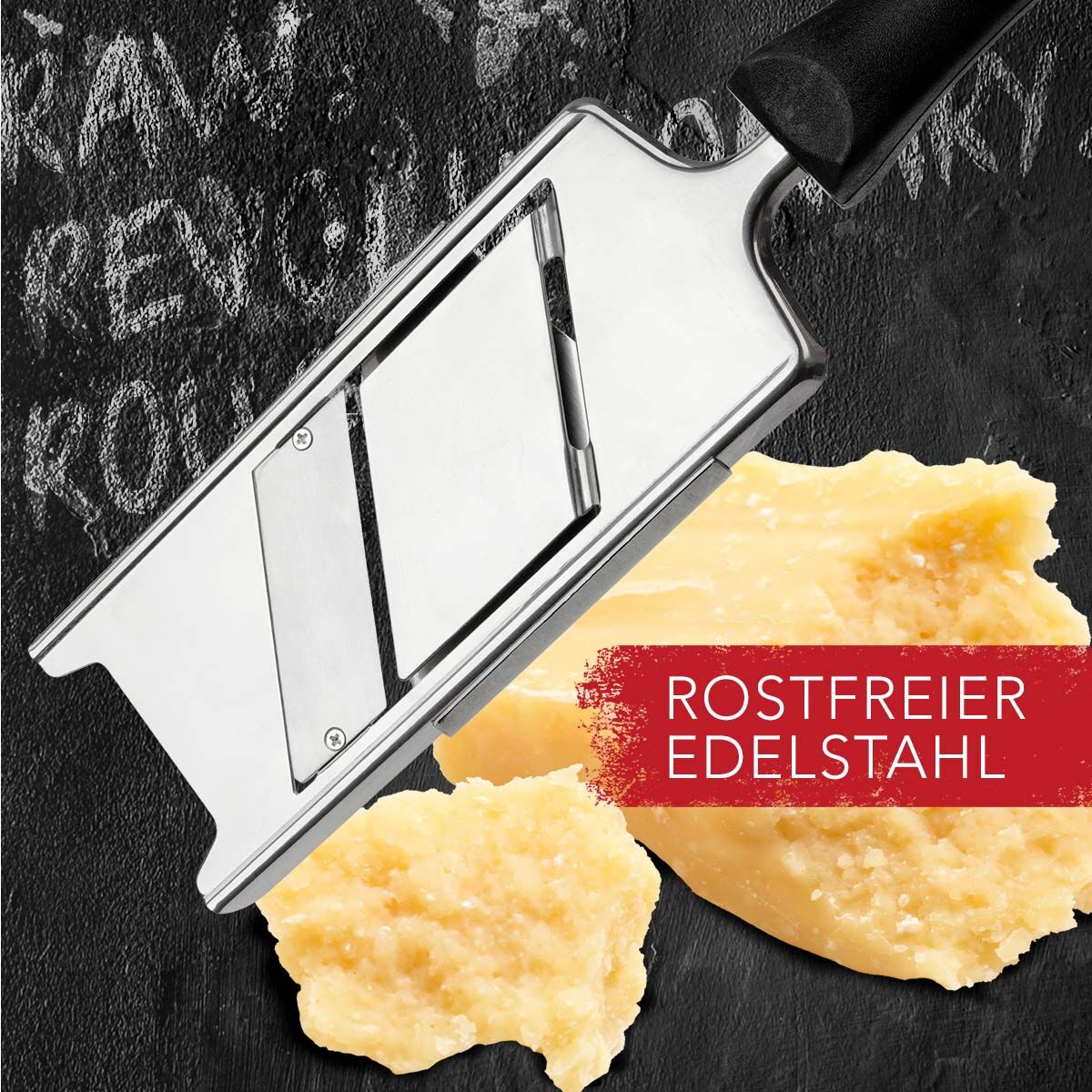 Gourmethøvel rustfritt stål justerbar skjæretykkelse nærbilde
