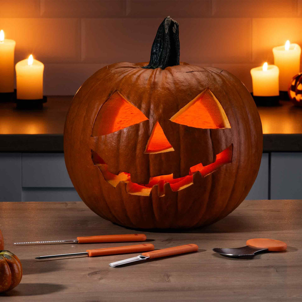 Bakside av Gresskar-utskjæringssett 4-delt rustfritt stål Halloween - Zenker