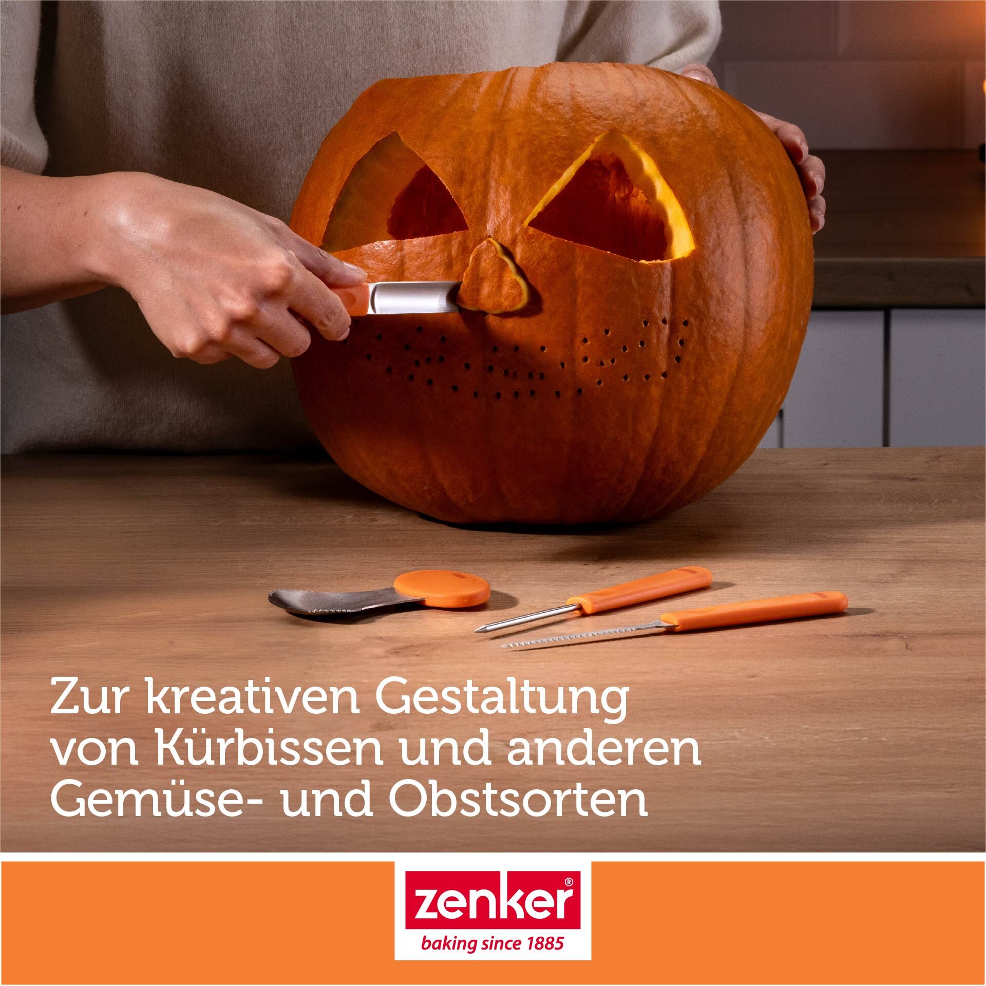 Gresskar-utskjæringssett 4-delt rustfritt stål Halloween - Zenker i bruk