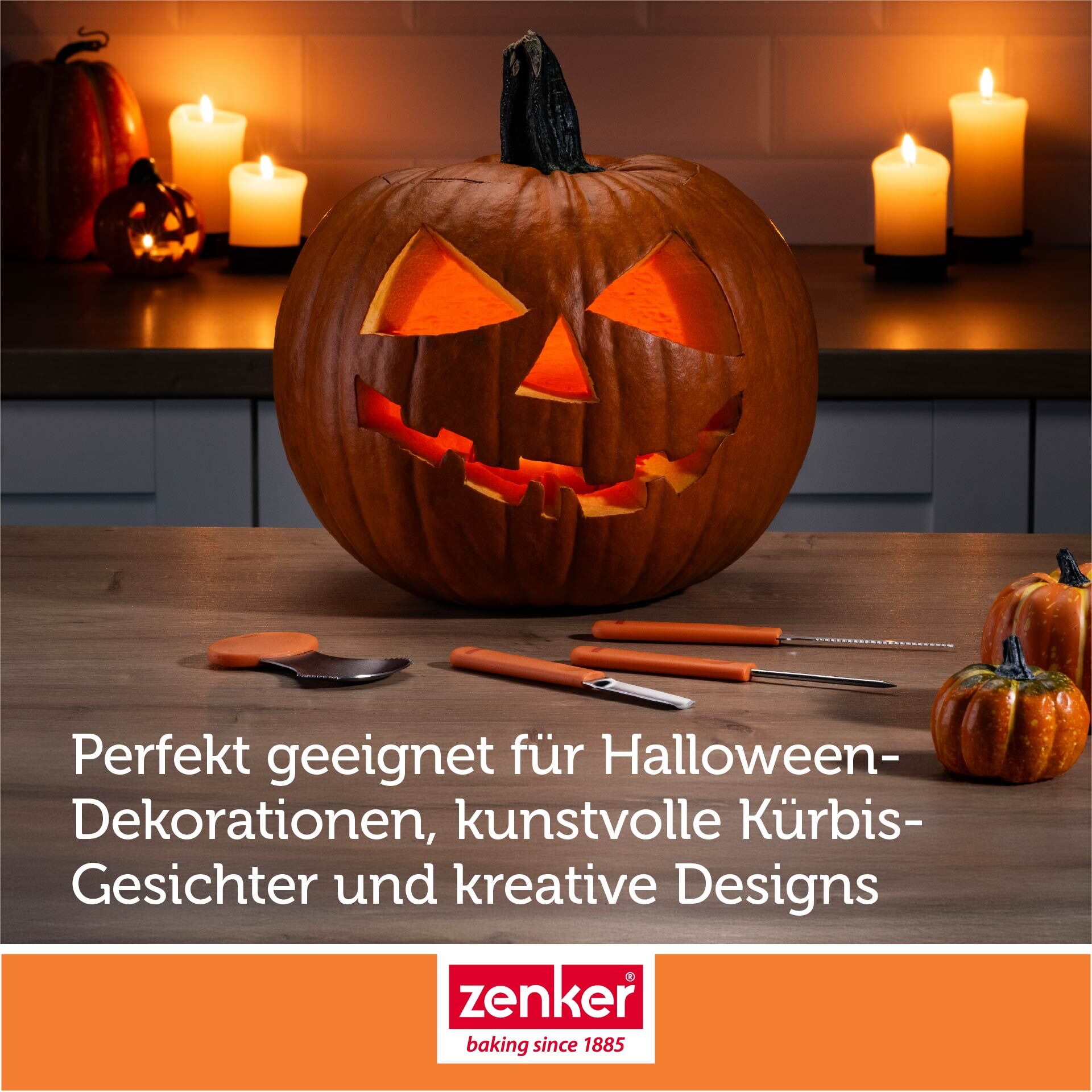 Gresskar-utskjæringssett 4-delt rustfritt stål Halloween - Zenker med gresskar