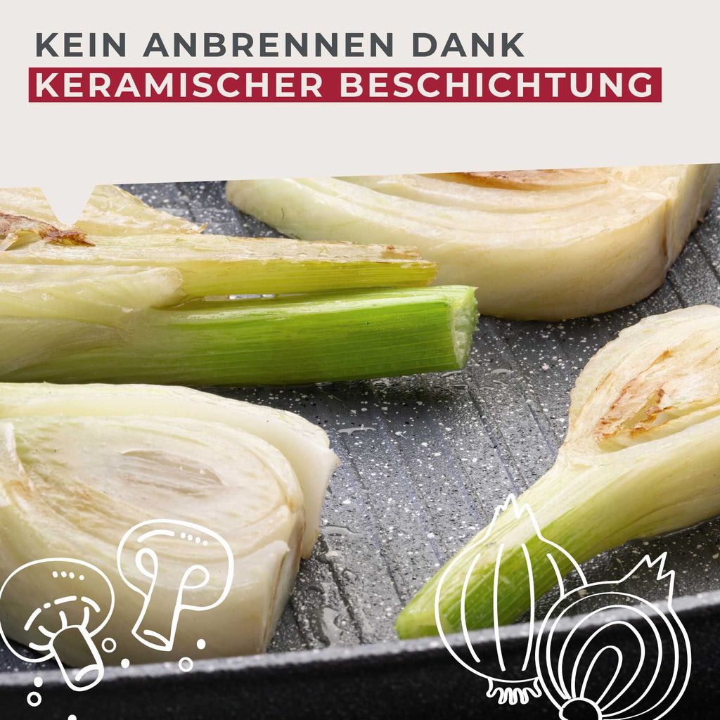 Grillpanne Cosmo keramikk non-stick Ø28 cm nærbilde av håndtak