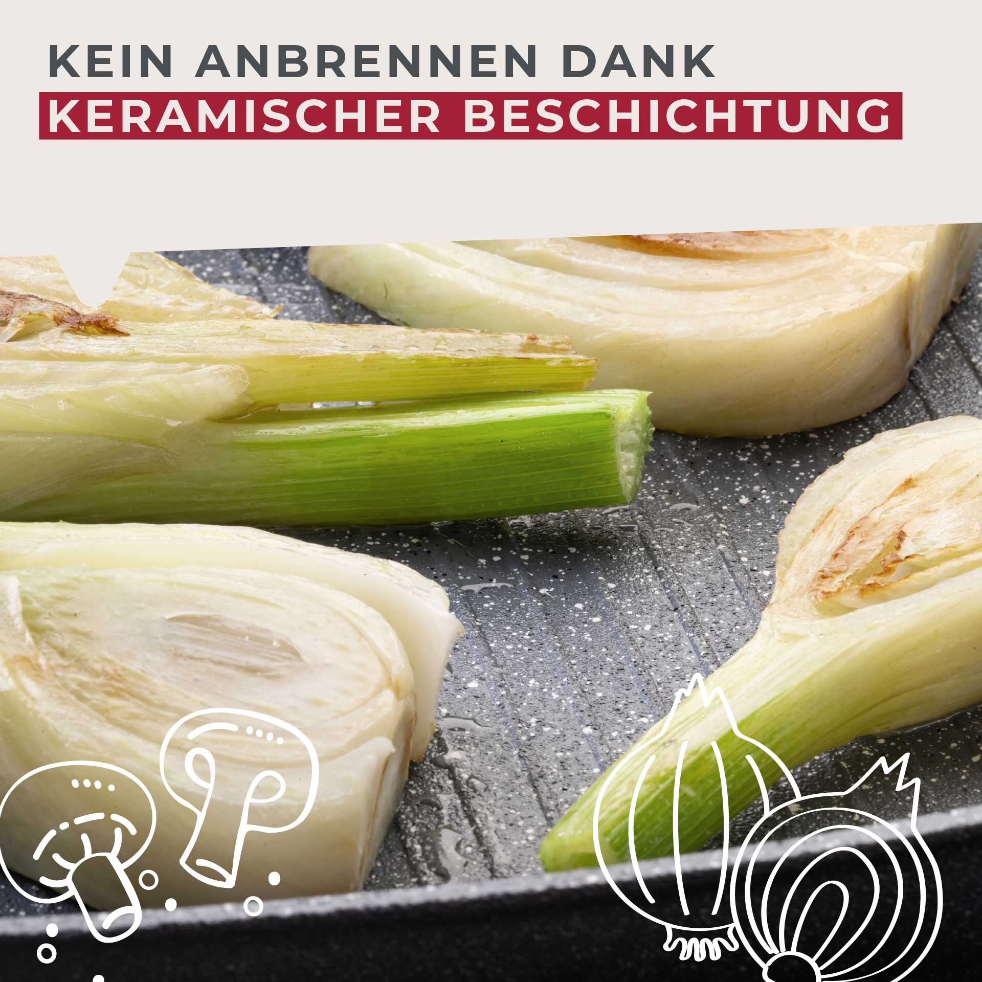 Grillpanne Cosmo keramikk non-stick Ø28 cm nærbilde av håndtak