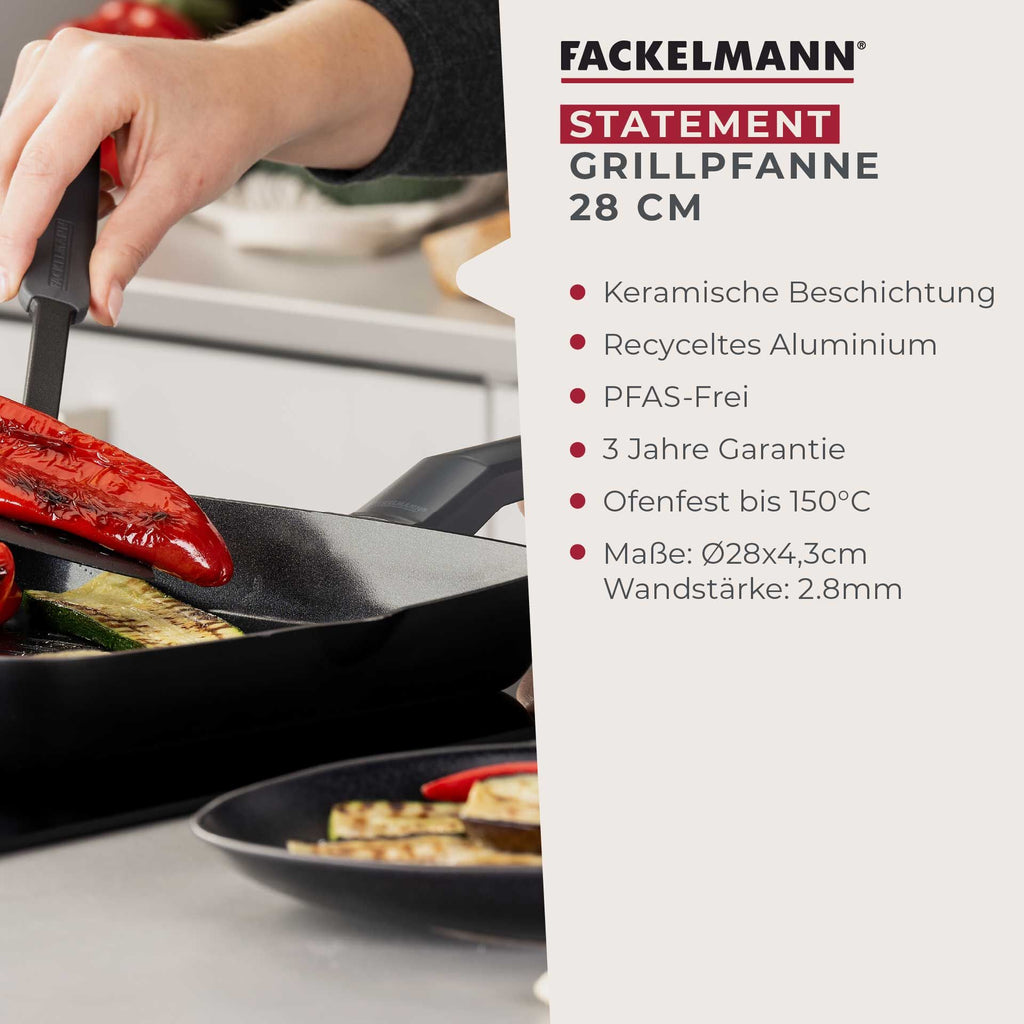 Grillpanne keramikk non-stick Ø28 cm Statement montert på komfyr
