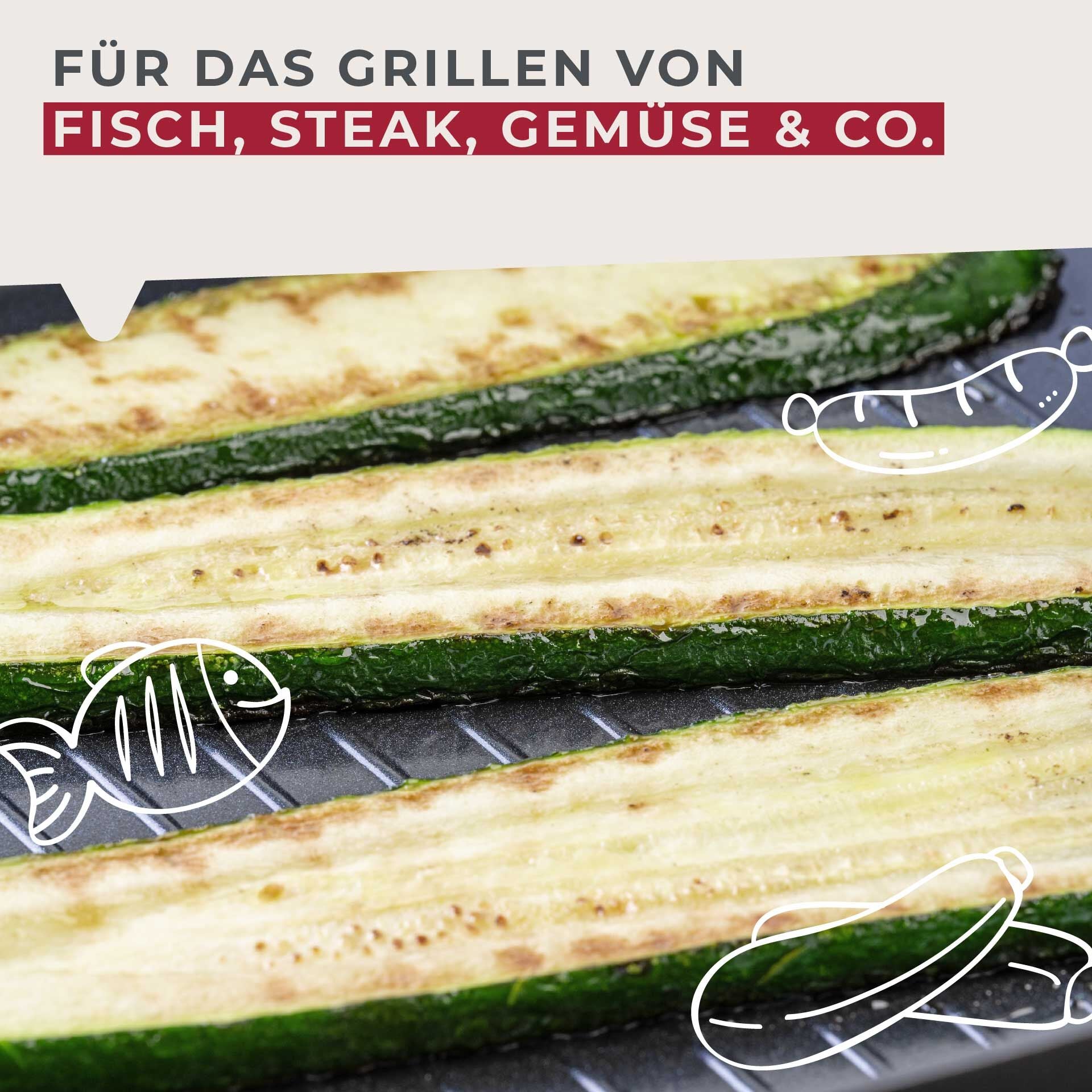 Grillpanne keramikk non-stick Ø28 cm Brandao montert på komfyr