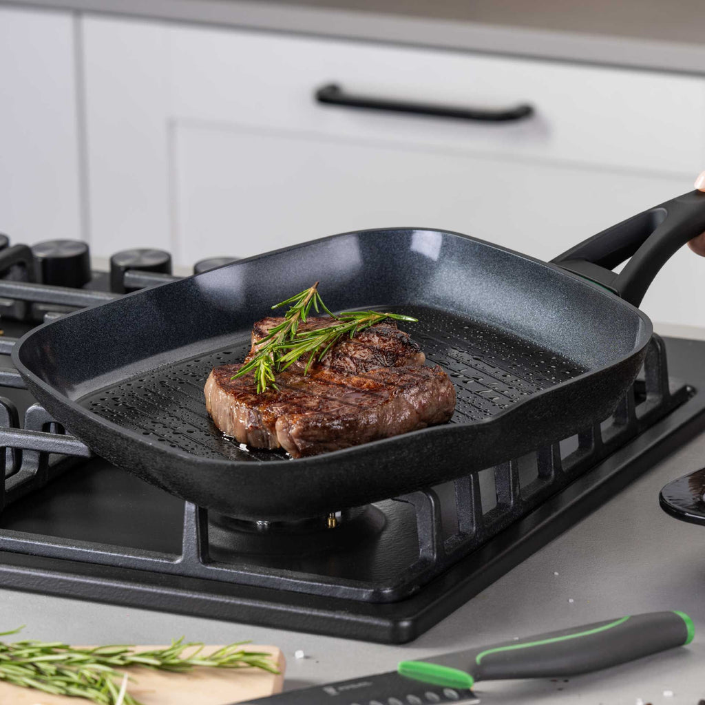 Grillpanne keramisk non-stick Ø28 cm resirkulert aluminium bakside