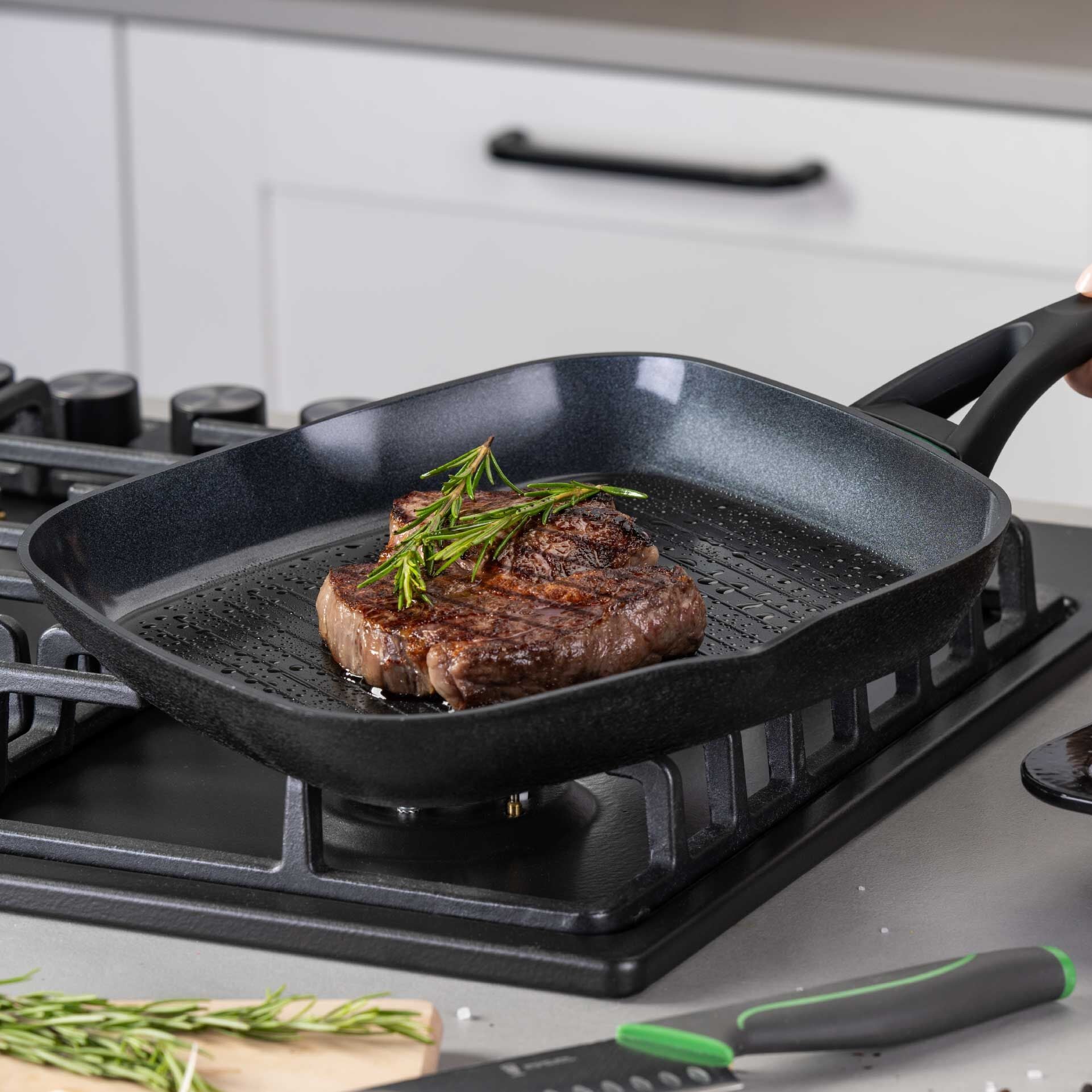 Grillpanne keramisk non-stick Ø28 cm resirkulert aluminium bakside
