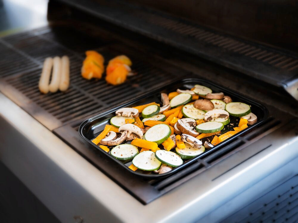 Grillskål rustfritt stål svart - Wenko montert på grill