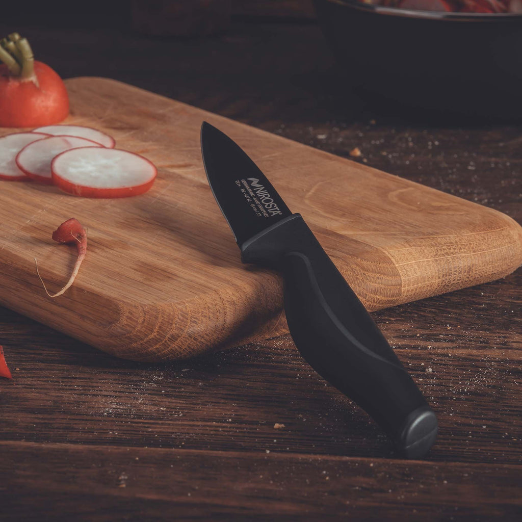 Grønnsakskniv 9 cm non-stick belegg, myk grep - Nirosta på skjærefjøl