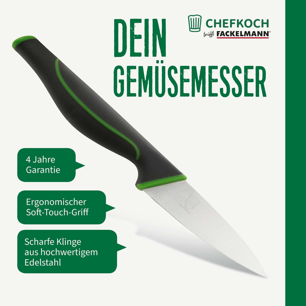 Grønnsakskniv Bonn 9 cm rustfritt stål med grønne detaljer