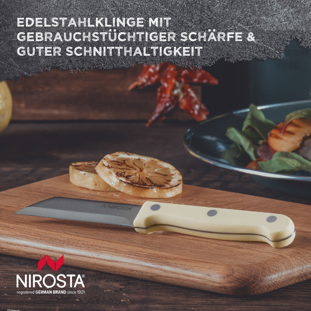 Grønnsakskniv Trio 8 cm rustfritt stål gul sett fra siden