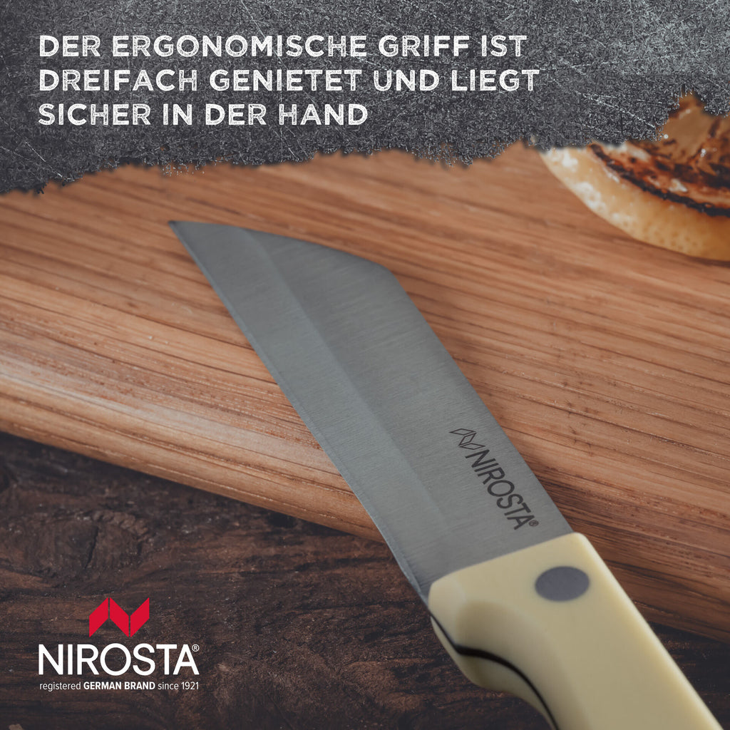 Grønnsakskniv Trio 8 cm rustfritt stål gul detalj av nagler