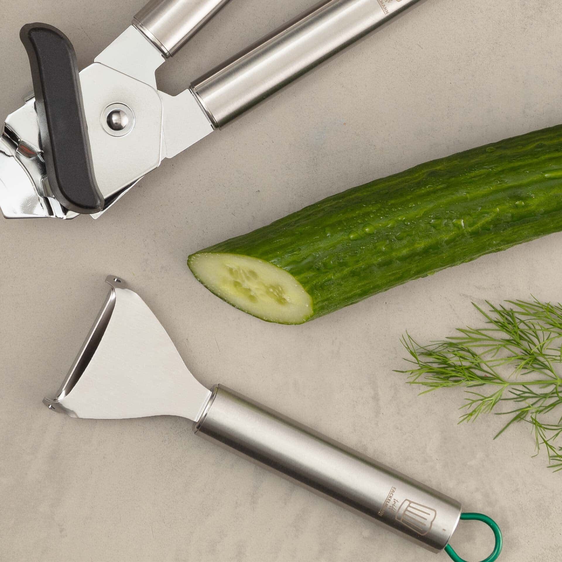 Grønnsaksskreller rustfritt stål 18 cm - Chefkoch trifft Fackelmann bakside