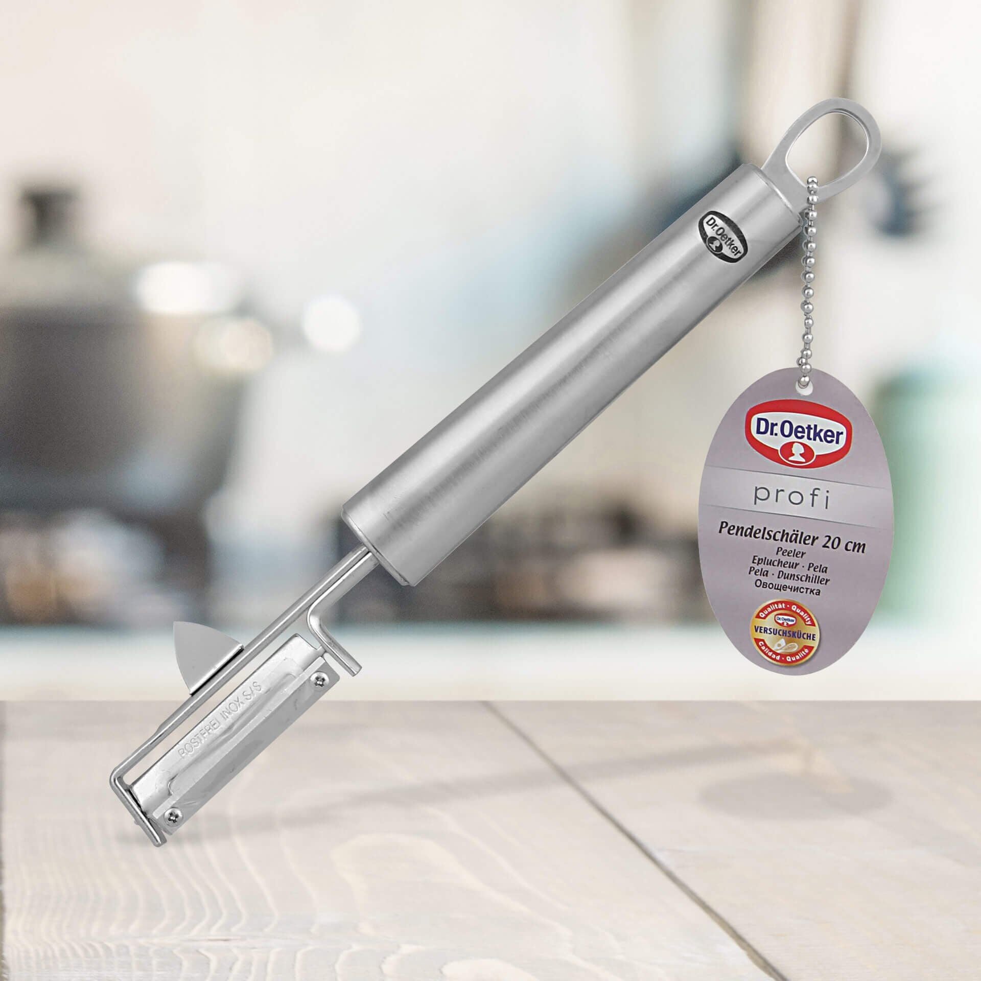 Grønnsaksskreller rustfritt stål 20 cm - Dr. Oetker med detalj av bladet