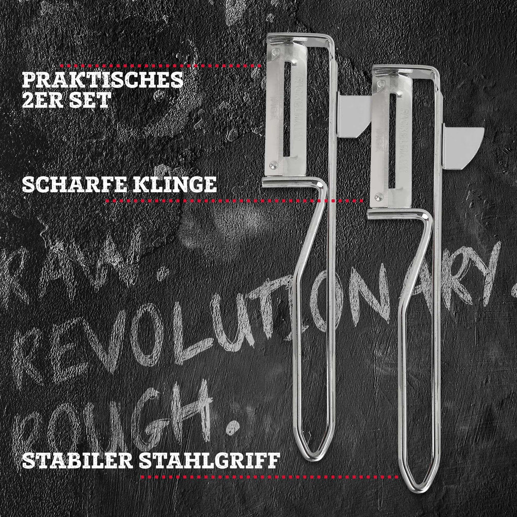 Nærbilde av håndtak på Grønnsaksskreller-sett rustfritt stål 15 cm