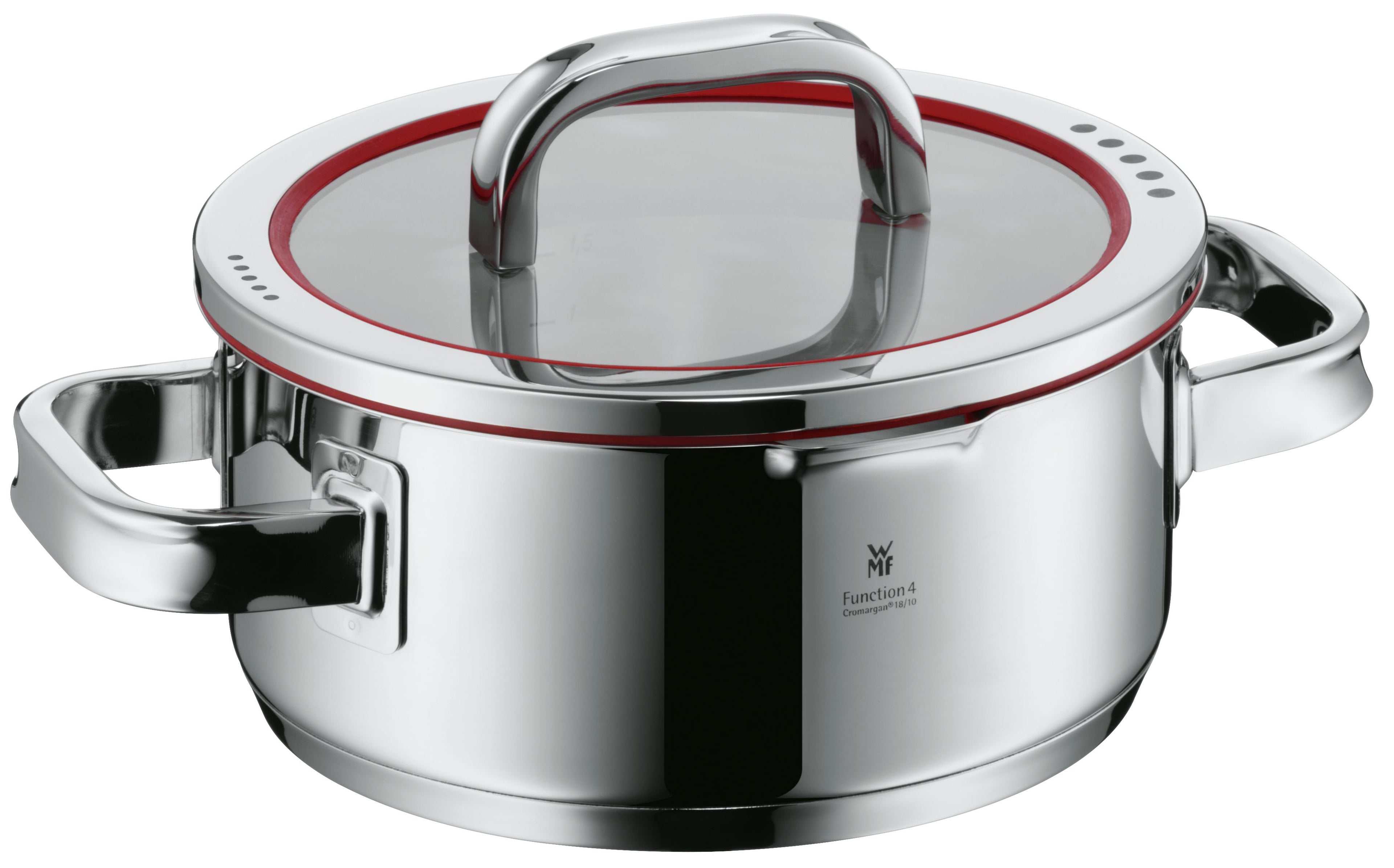 Gryte med lokk Function 4 rustfritt stål 20 cm 2,5 L fra WMF forfra