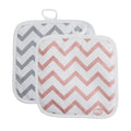 gryteklut bomull 20x20 cm retro design grå hvit rosa forfra