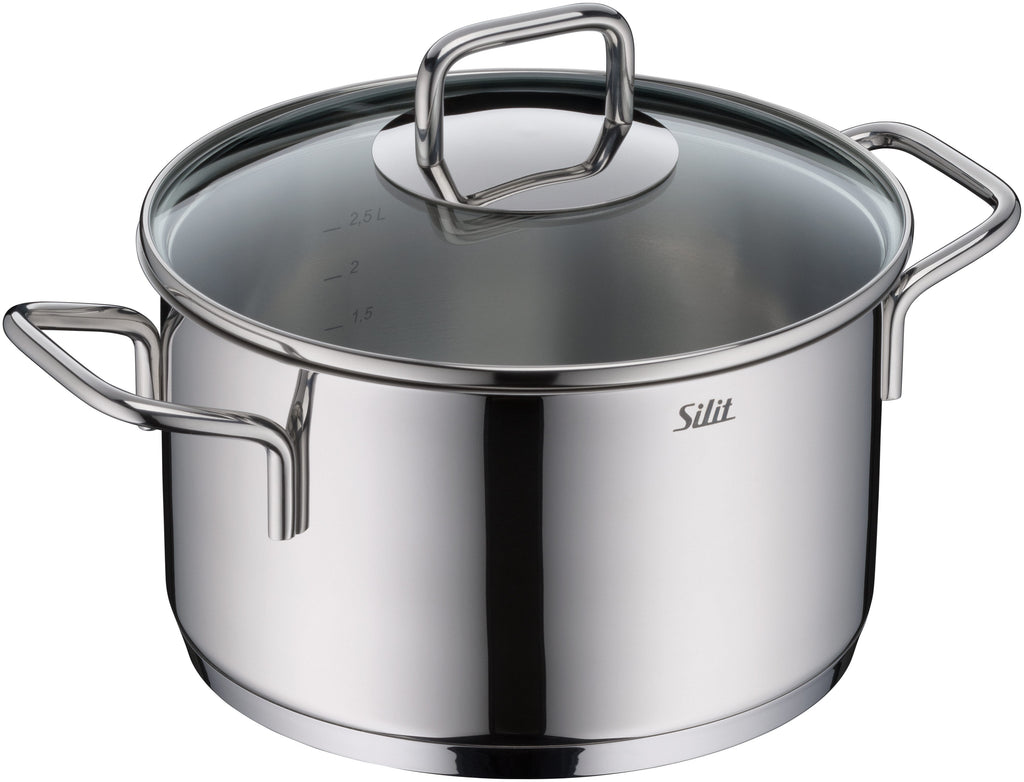 Grytesett 4-delt Extra Cook rustfritt stål induksjon glasslokk detalj av håndtak