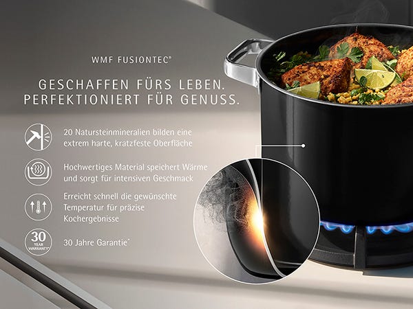 Grytesett 4-delt Fusiontec Mineral Pro black induksjon - WMF håndtak detalj