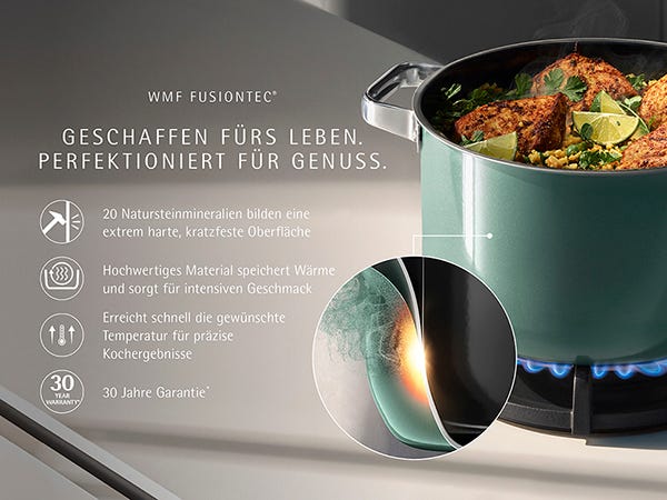 Grytesett 4-delt Fusiontec Mineral Pro eucalyptus haze induksjon - WMF farge detalj