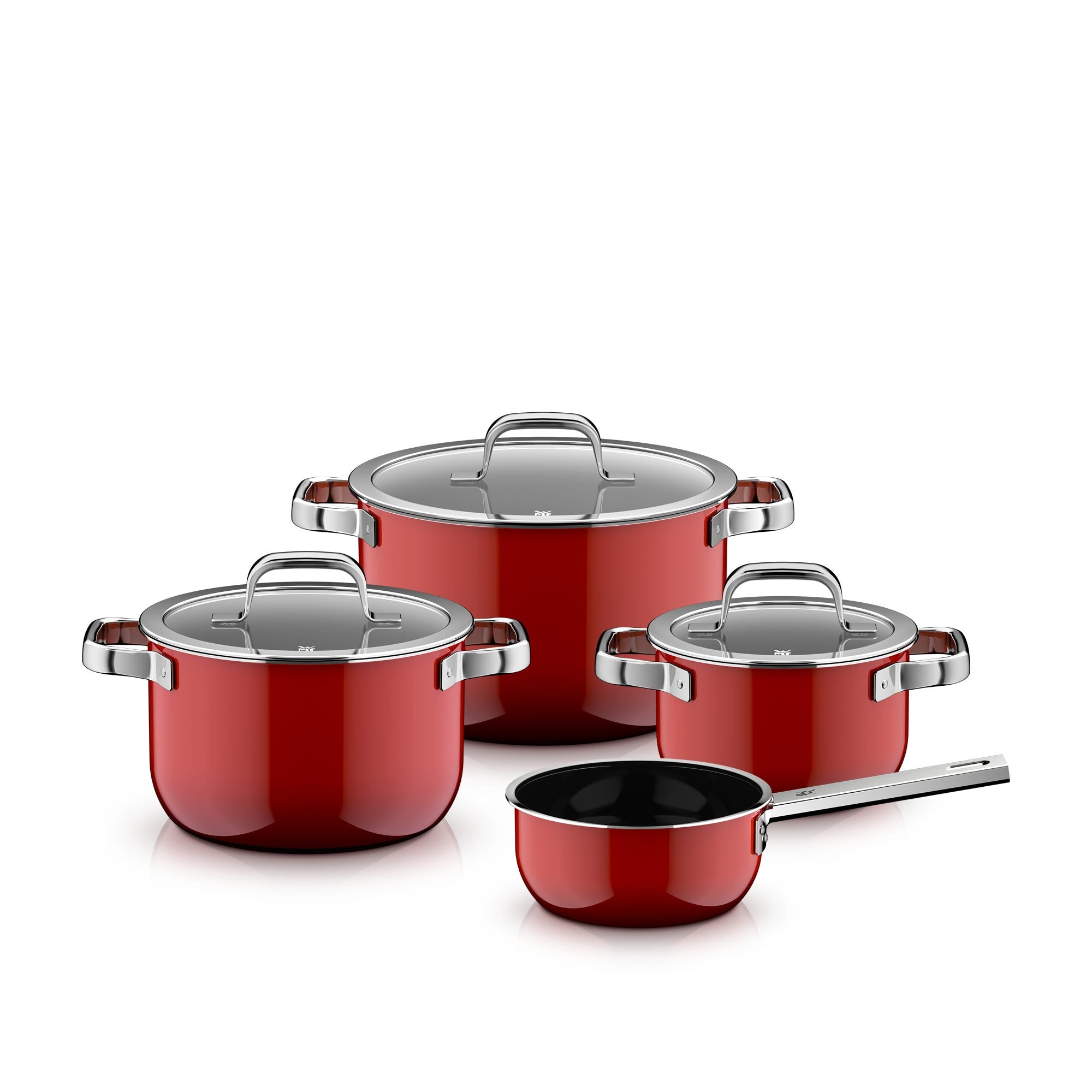 Grytesett 4-delt Fusiontec Mineral Pro passion red induksjon WMF forfra