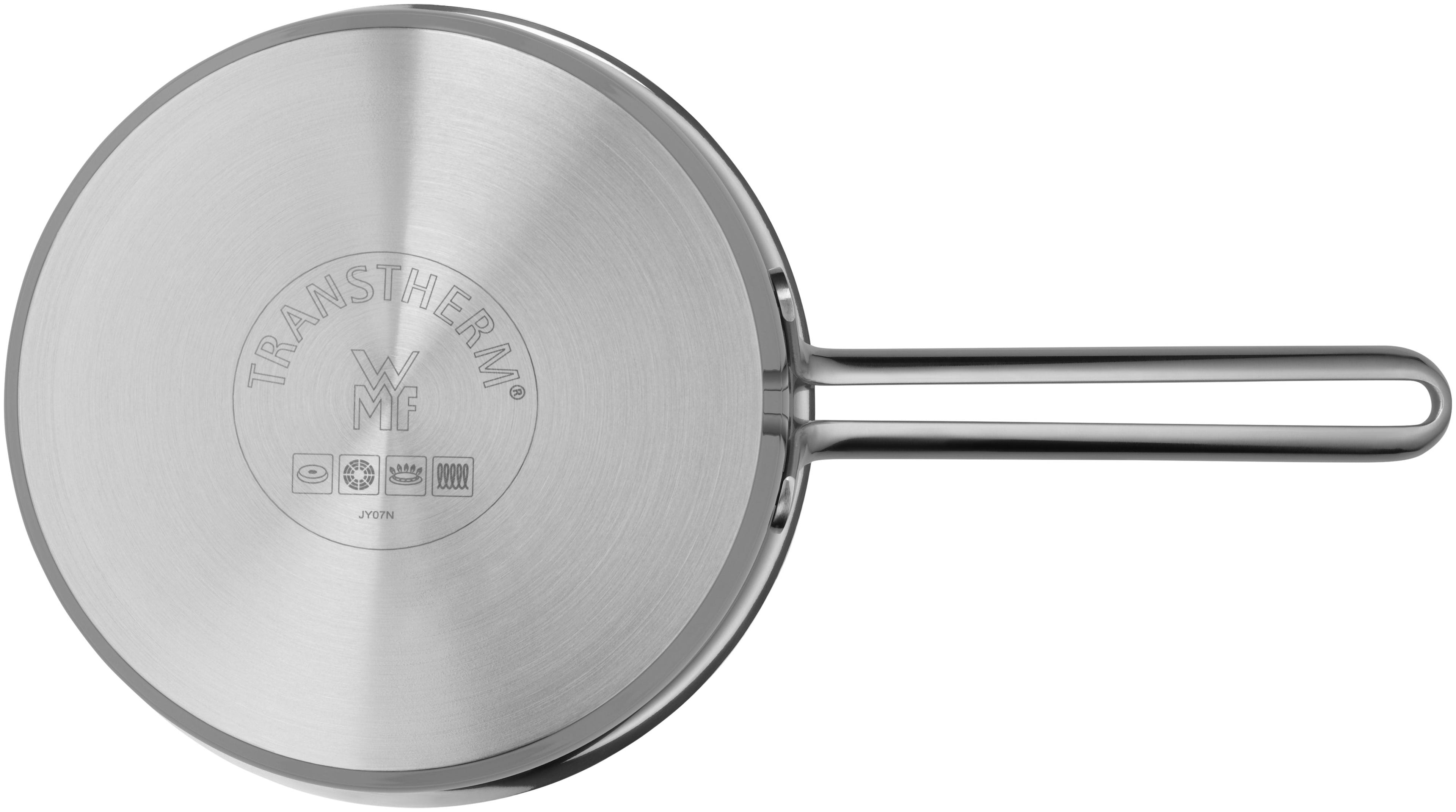 Grytesett 4-delt rustfritt stål med glasslokk induksjon WMF montert på komfyr