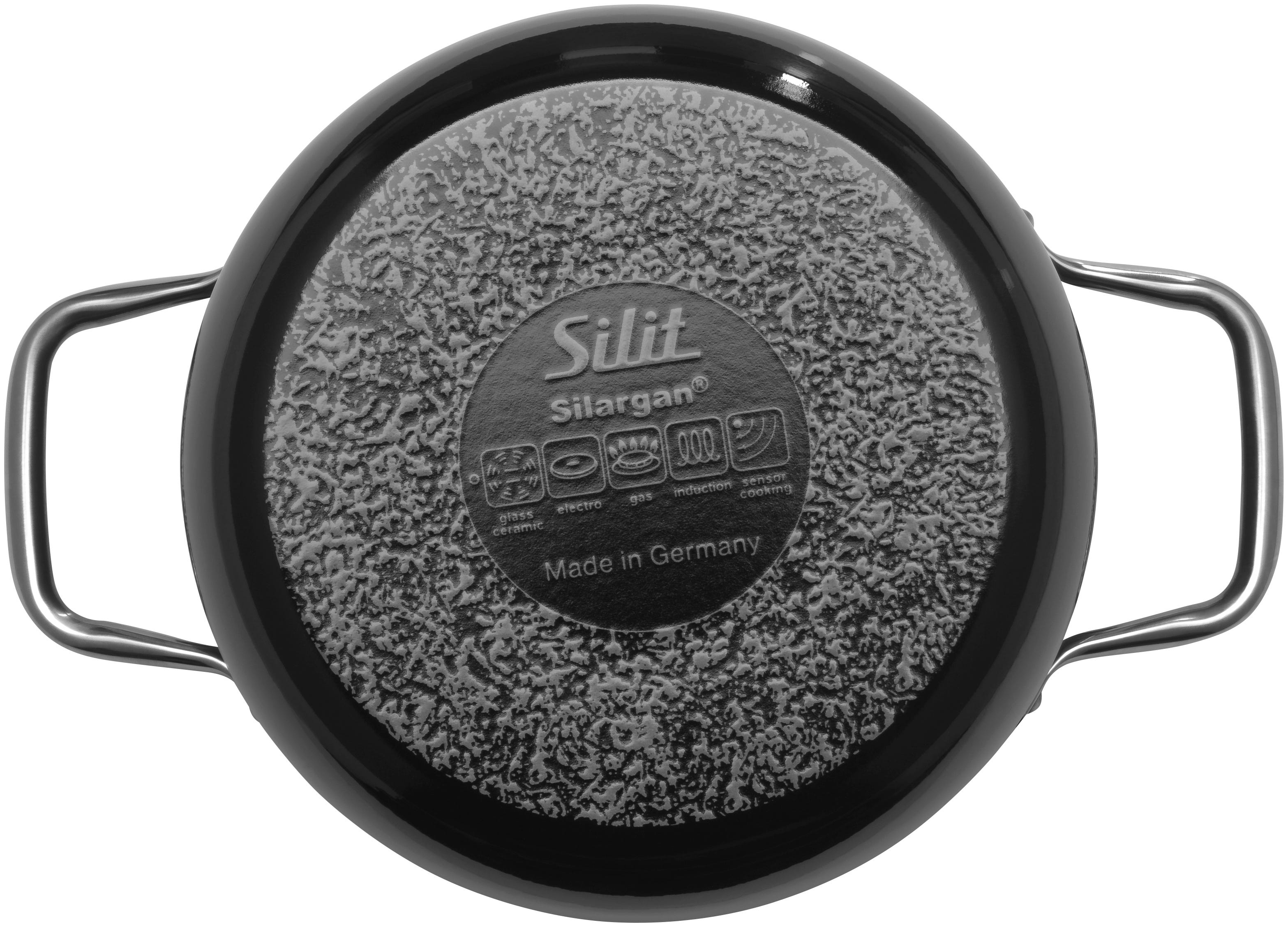Grytesett 4-delt Silargan® Elegance svart induksjon med lokk av glass