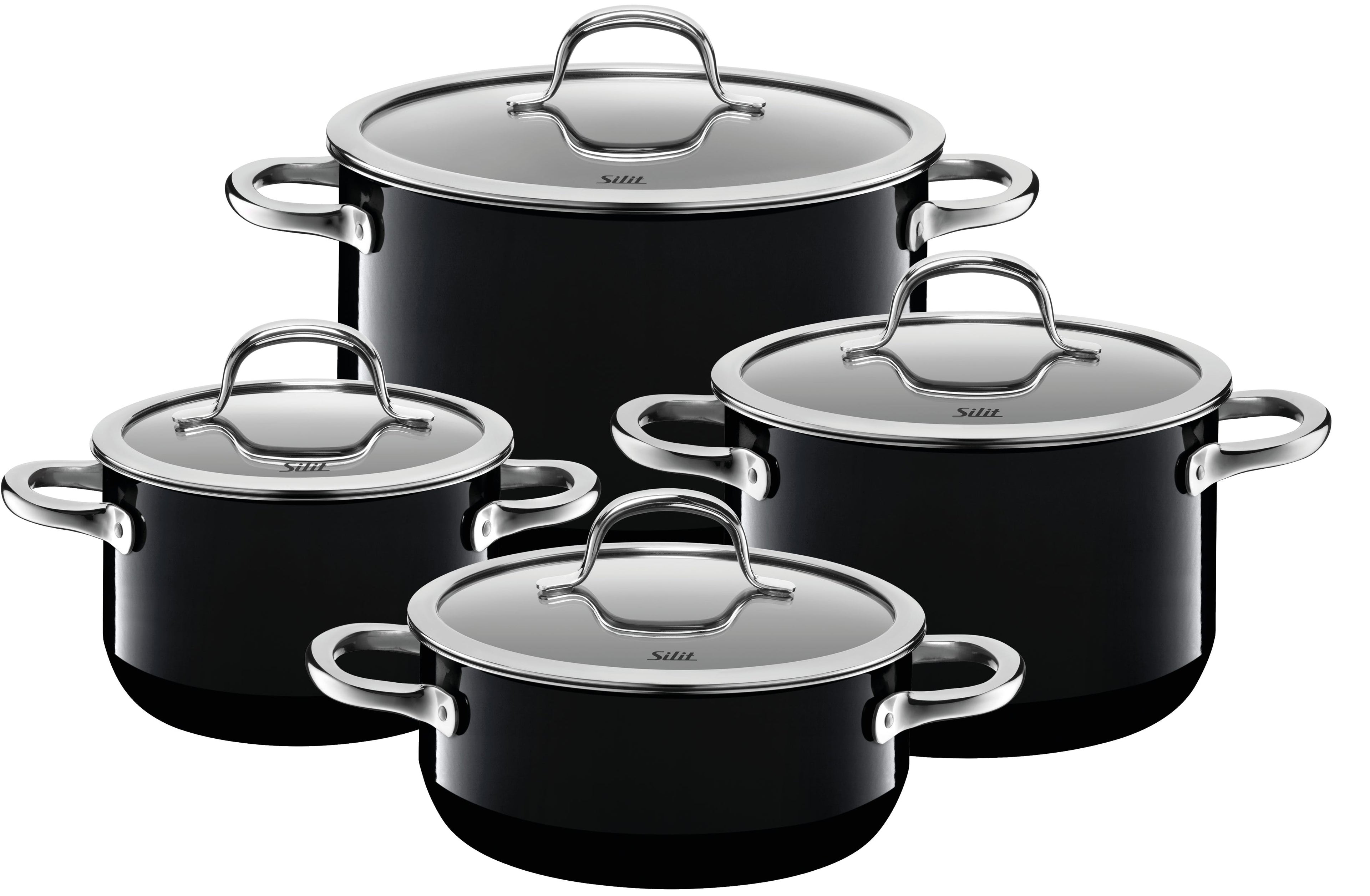 Grytesett 4-delt Silargan® Passion svart induksjon - Silit forfra