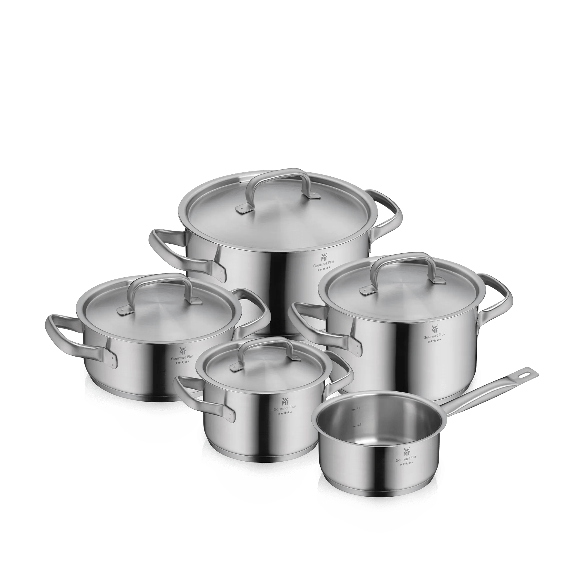 Grytesett 5-delt Gourmet Plus rustfritt stål induksjon forfra