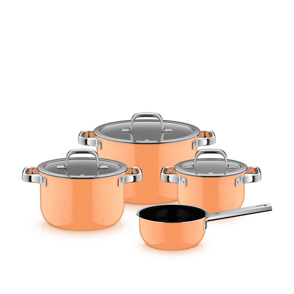 Grytesett 4-delt Fusiontec Mineral Pro papaya orange induksjon - WMF forfra