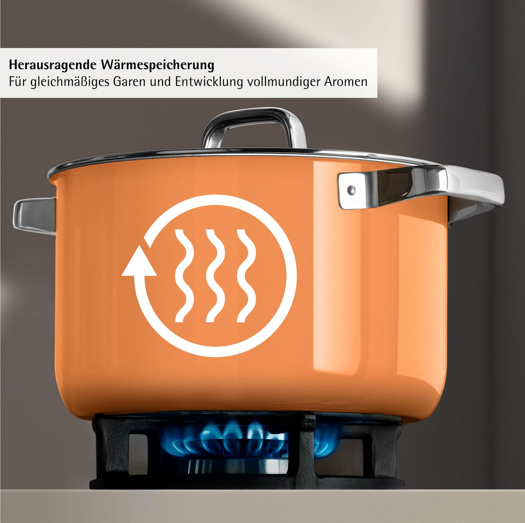 Induksjonssone kompatibilitet for Grytesett 4-delt Fusiontec Mineral Pro papaya orange induksjon - WMF