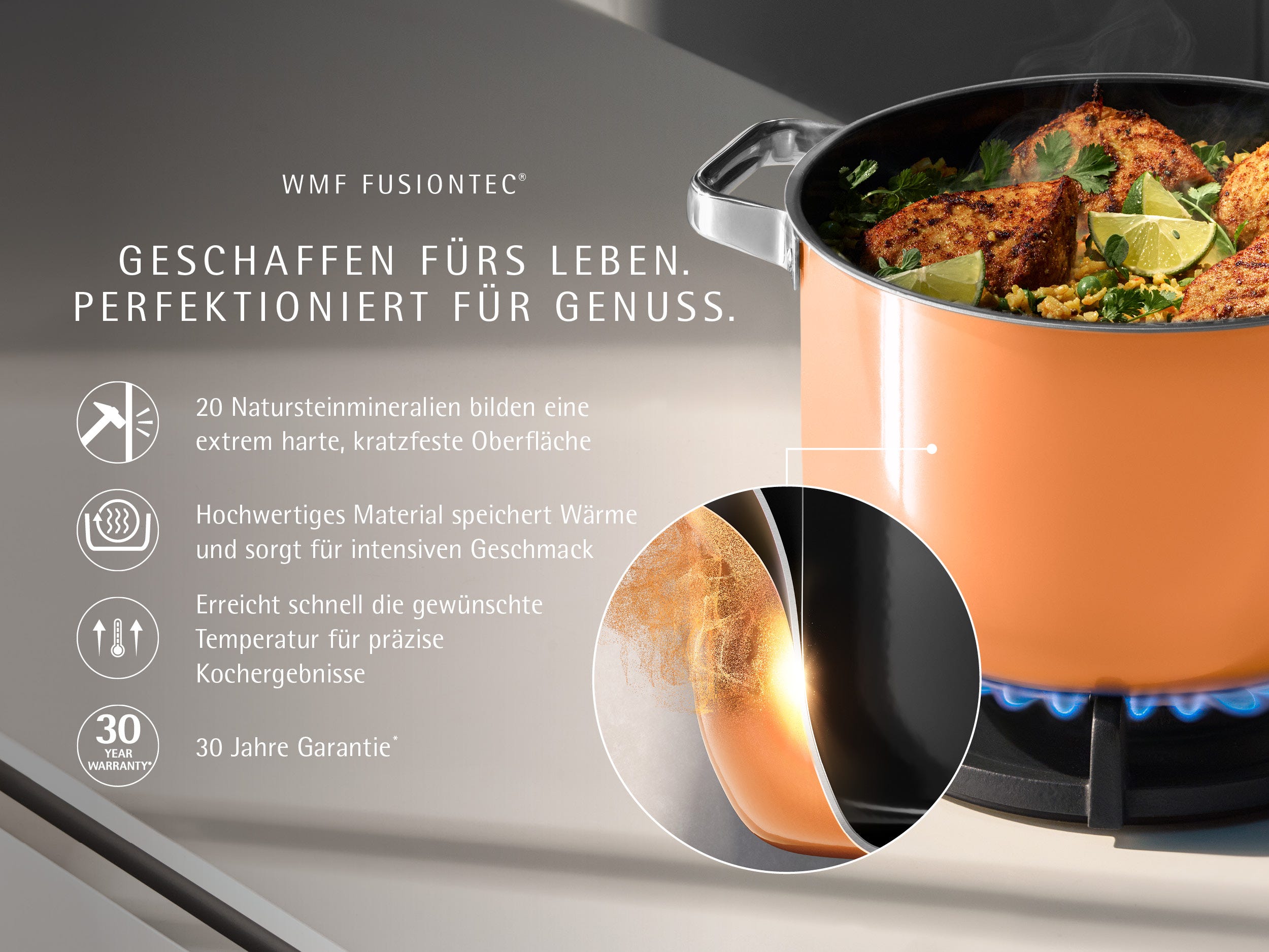 Pakking av Grytesett 4-delt Fusiontec Mineral Pro papaya orange induksjon - WMF