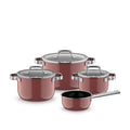 Grytesett 4-delt Fusiontec Mineral Pro rose quartz rustfritt stål forfra