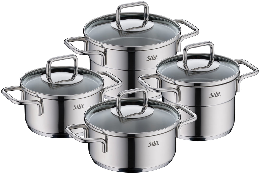 Grytesett mini 4-delt Extra Cook rustfritt stål induksjon - Silit forfra