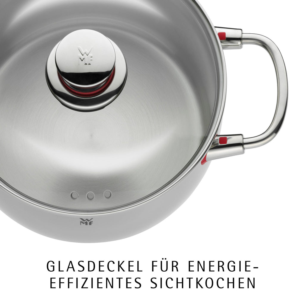 Nærbilde av håndtak med Cool+ teknologi på Grytesett Quality One 6-delt rustfritt stål induksjon - WMF
