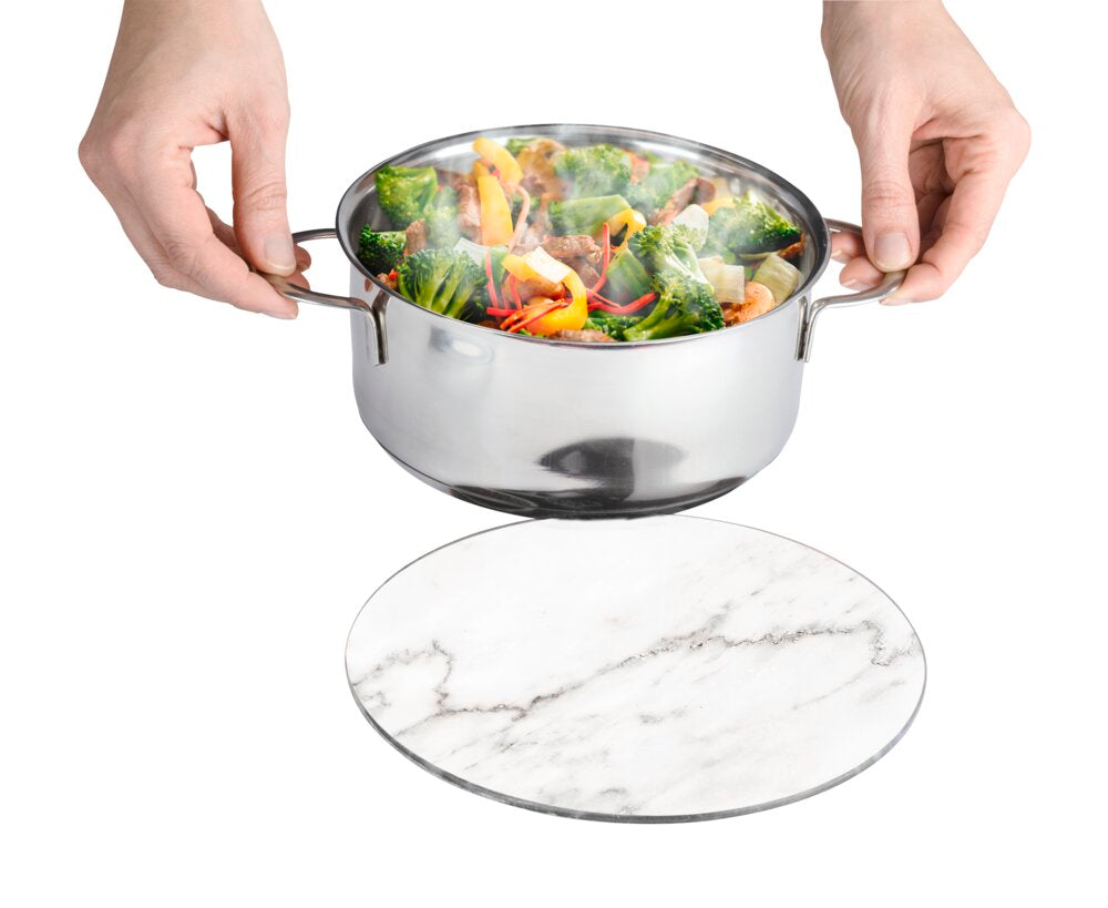 Gryteunderlag glass marmormønster Ø 20 cm - WENKO bakside