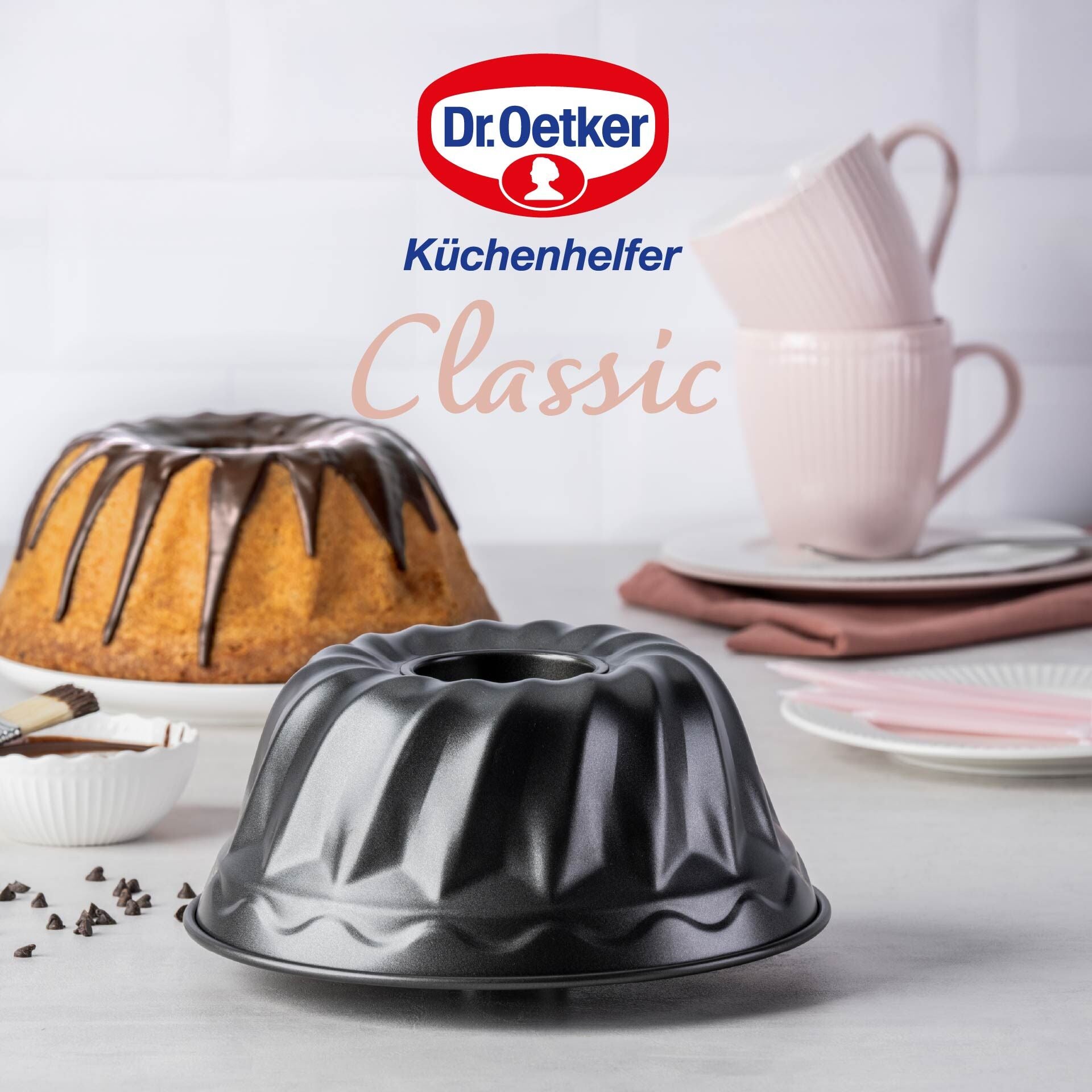 Gugelhupfform Ø22 cm non-stick stål Dr. Oetker logo