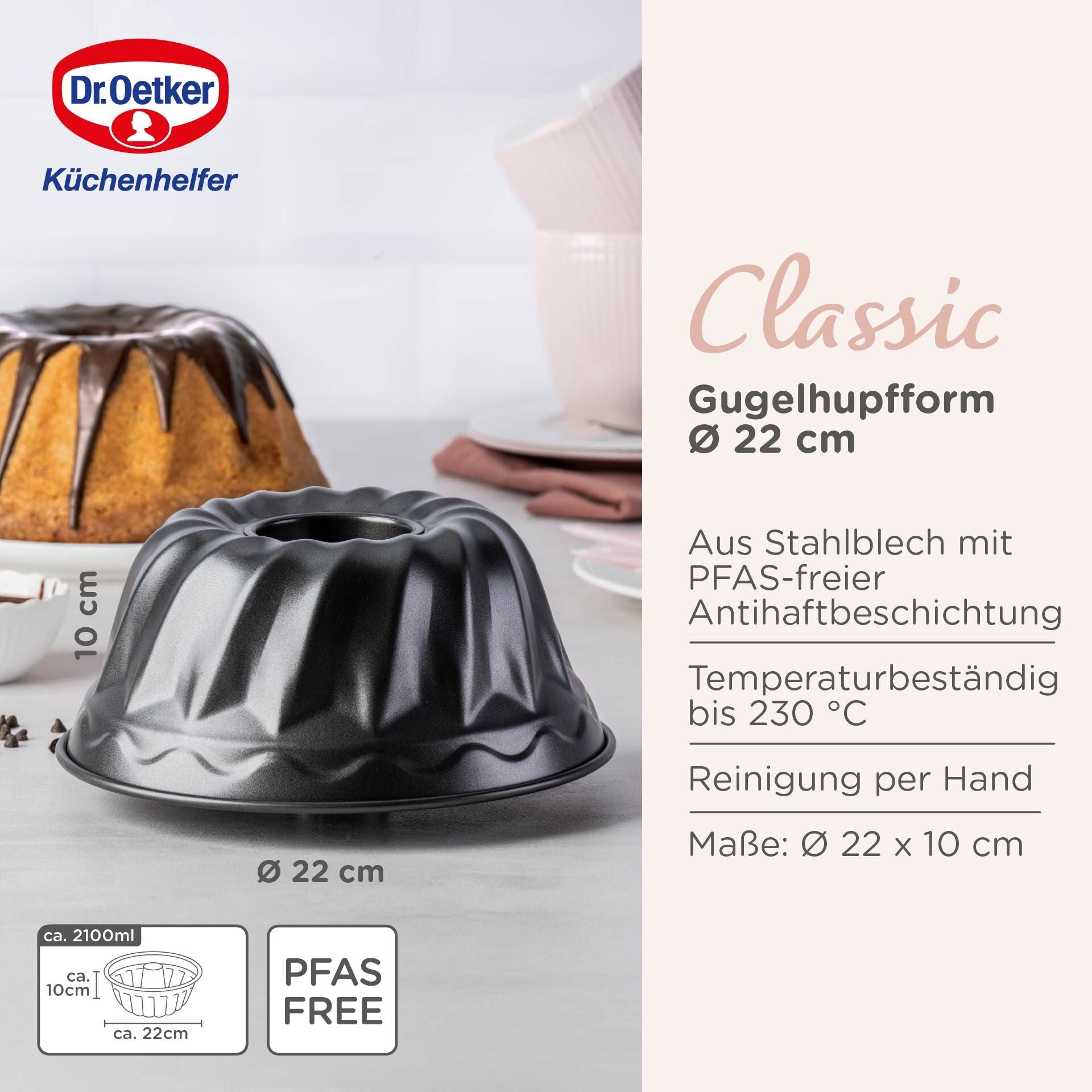 Montert Gugelhupfform Ø22 cm non-stick stål Dr. Oetker i bruk