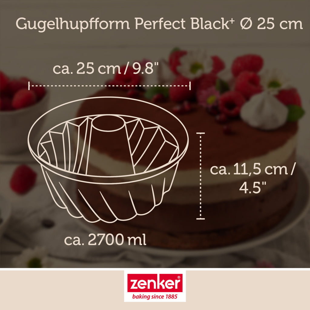 Gugelhupfform Ø25 cm non-stick PFAS-fri stål Zenker med kake