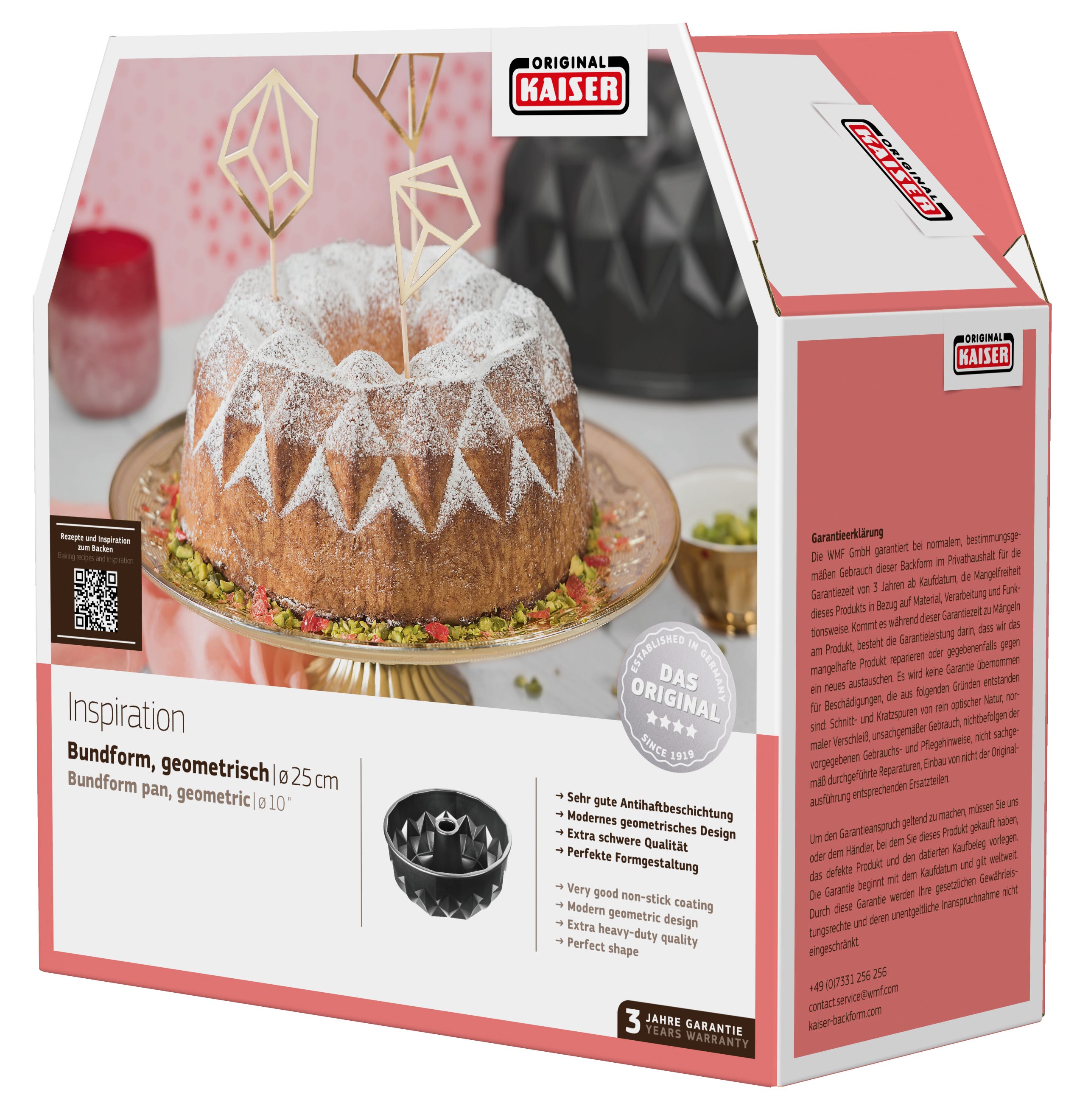 Gugelhupfform geometrisk mønster 25 cm non-stick Kaiser pakket