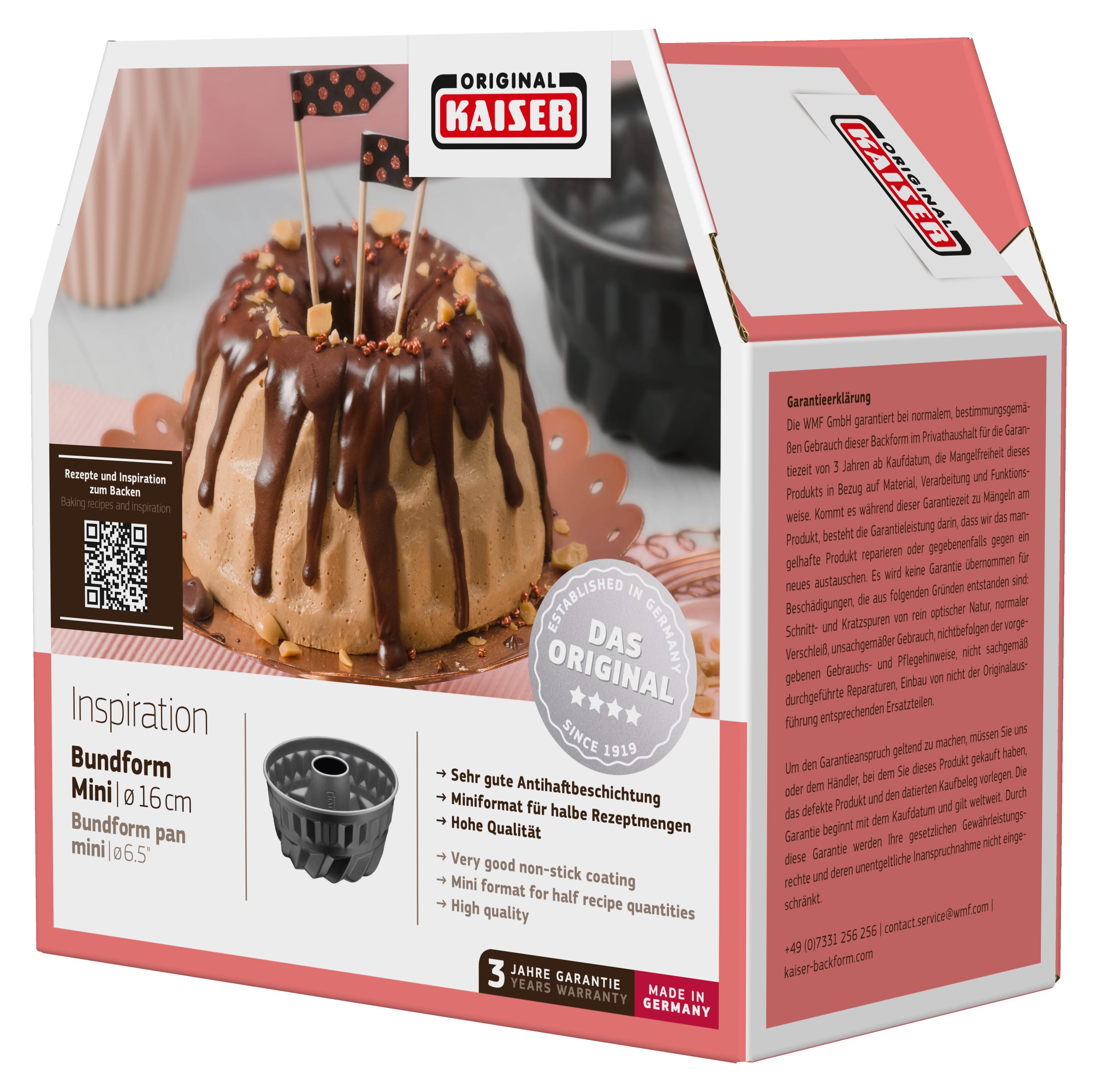 Gugelhupfform mini 16 cm non-stick - Kaiser med mini-gugelhupf kake