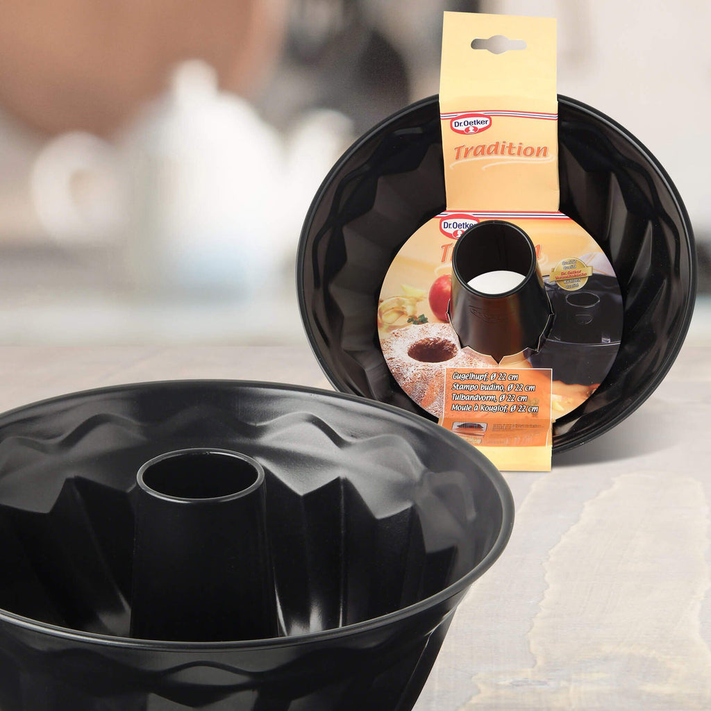 Gugelhupfform Ø22 cm non-stick svart stål Dr. Oetker bakside