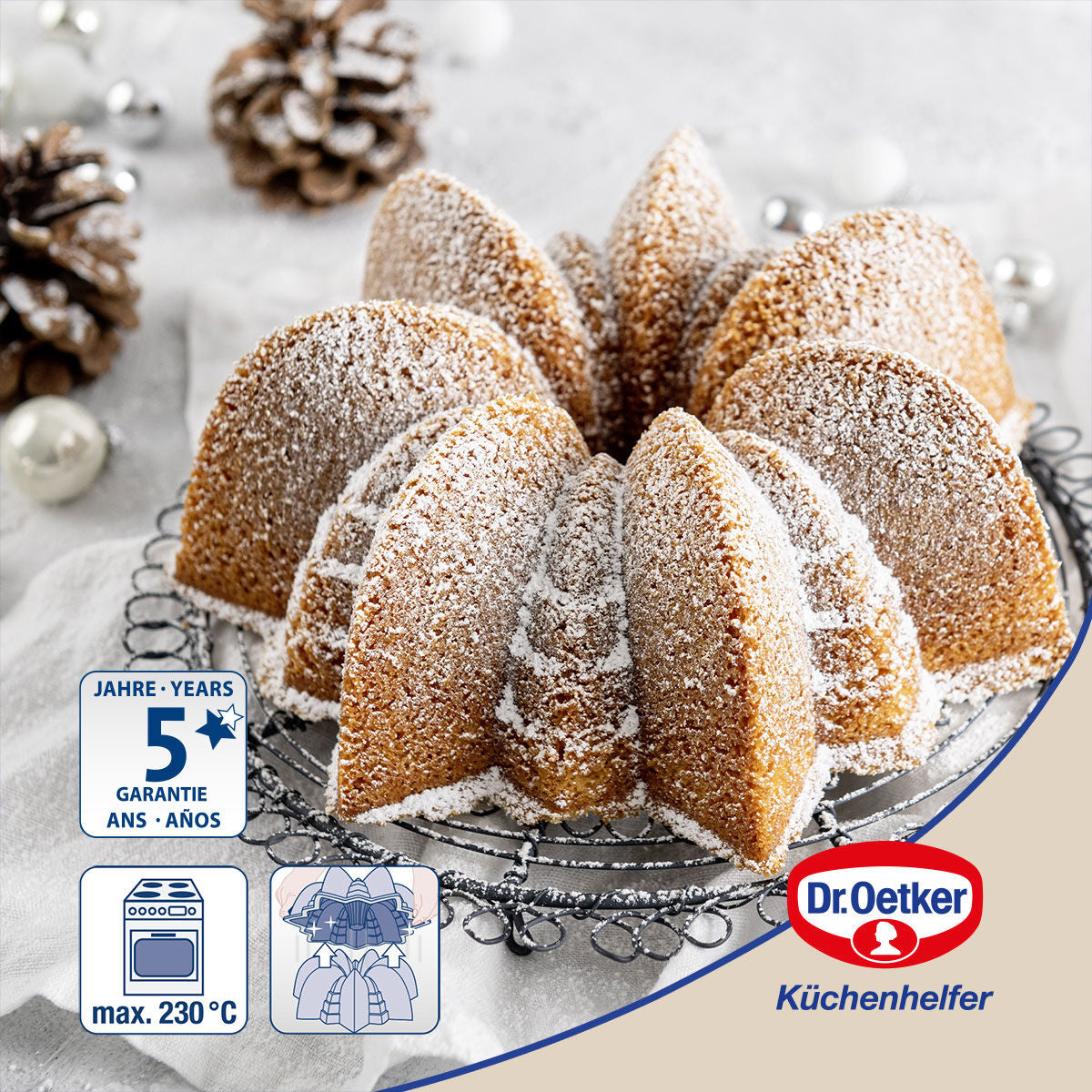 Gugelhupfform stjerneform Ø23 cm non-stick Dr. Oetker med kake