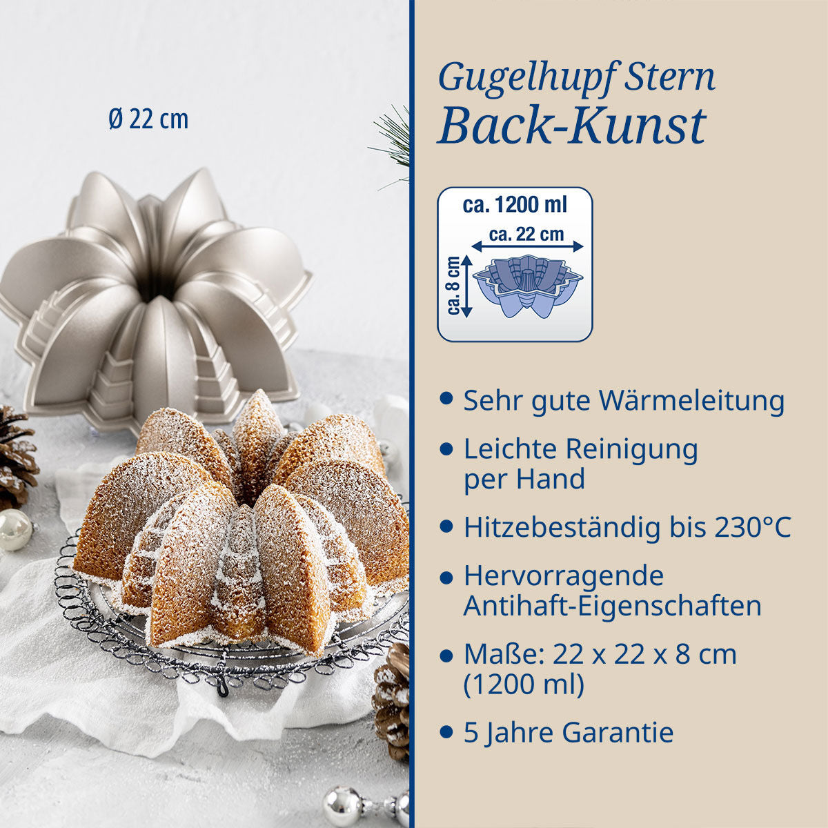 Oversikt av Gugelhupfform stjerneform Ø23 cm non-stick Dr. Oetker