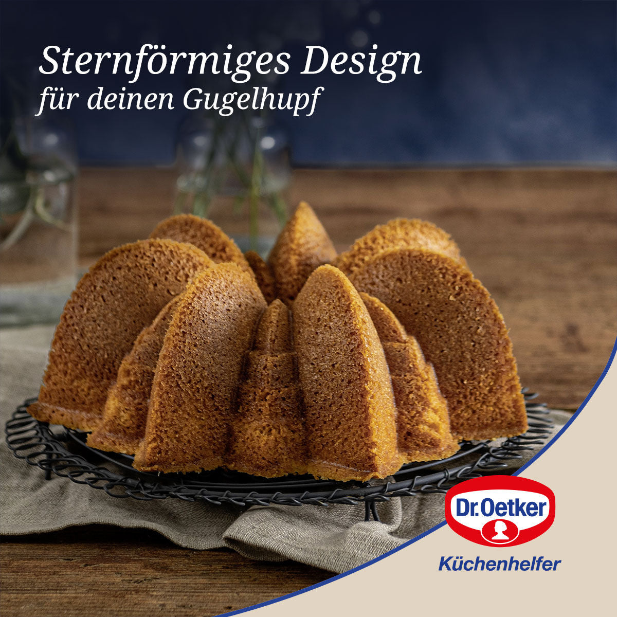 Gugelhupfform stjerneform Ø23 cm non-stick Dr. Oetker med dekorert kake