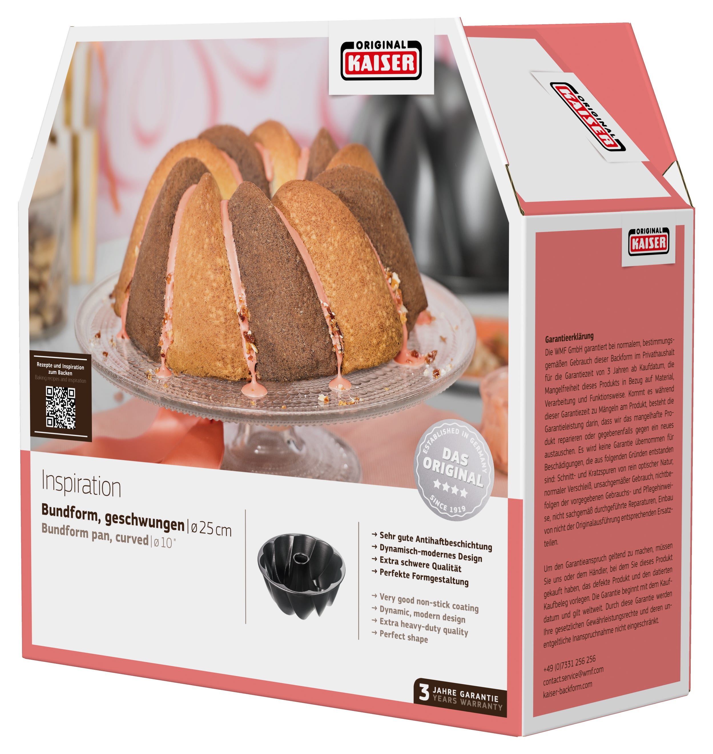 Oversikt av Gugelhupfform svungen design 25 cm non-stick - Kaiser